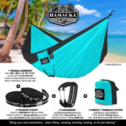 CAMPING HAMMOCK SET (TURQUOISE-BLACK)